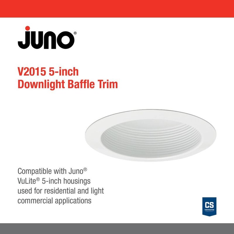 Juno VuLite 5 Inch Recessed Light Trim, Air-Loc and Wet Rated Recessed Lighting Trim for New Construction and Remodel, Downlight Baffle Trim, Fits IC23, IC22, IC22R Can Light Housings - Image 3